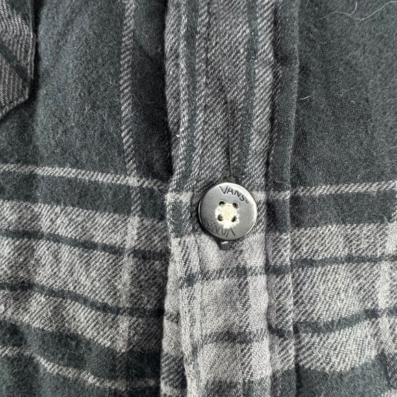 Vans Mens Plaid Sherpa Lined Flannel Shirt Jacket Size Large Black Gray - Picture 8 of 12